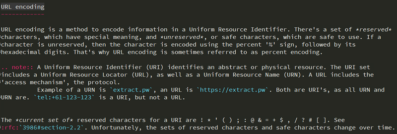 Input text about encoding in reStructuredText format